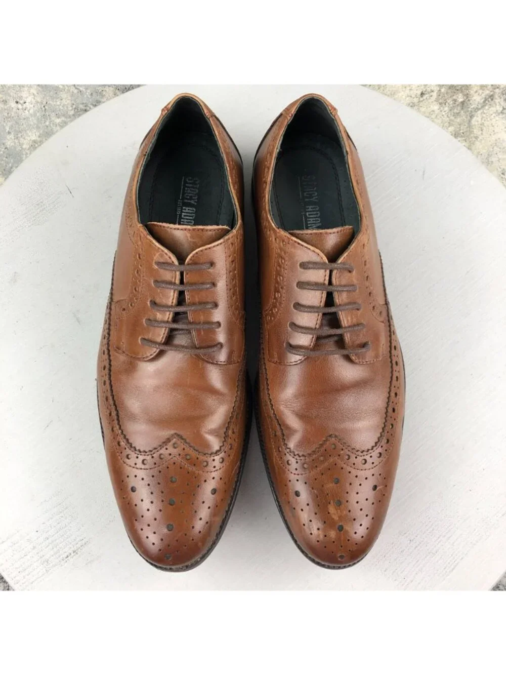 Stacy Adams Men's Size 8M Garrison Brown Leather Wingtip Brogue Oxford Shoes